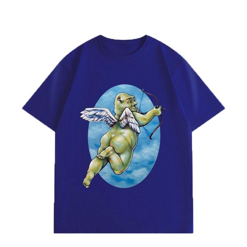 2026 Summer Unisexs Cupid Angel Printed Round Neck Tshirt High Quality Casual 100 Cotton Neutral Couple Street Short Sleeve
