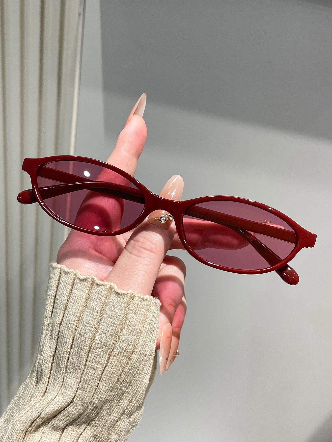 

1PC Small Oval Frame Fashion Eyeglasses for Daily Wear Photography Driving Colorful Summer Exclusive Accessories бордовый