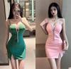 Sexy Mesh Stitching Fringed Decorative Deep V-neck Hip-wrapped Dress Hepburn Little Black Dress Overalls