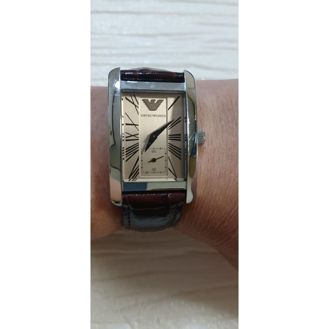 Used Emporio Armani watch AR-0155 working item genuine leather