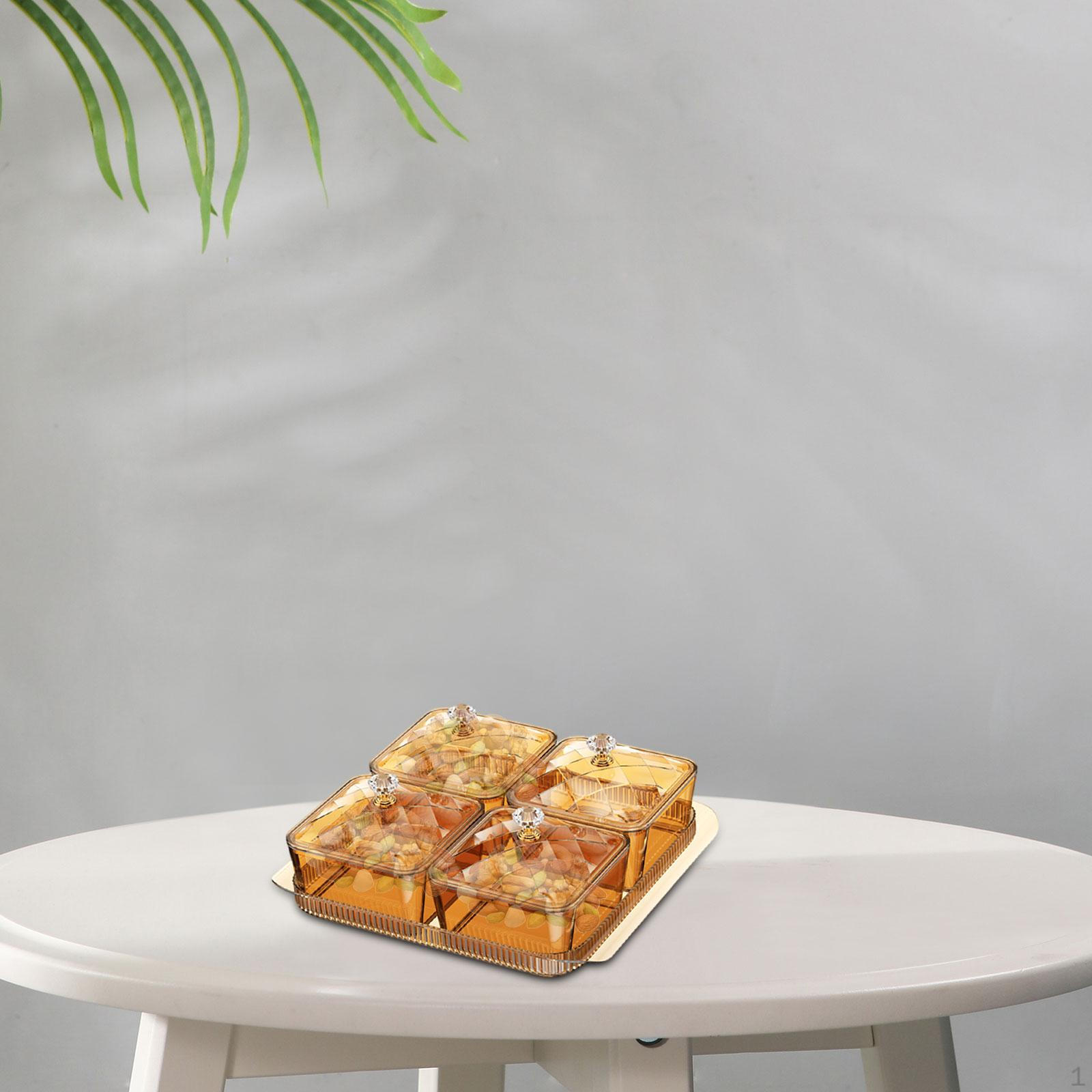 

Набор тарелок для сухофруктов, поднос для закусок, банка для конфет, органайзер для приправ в отеле 4 Grid Brown