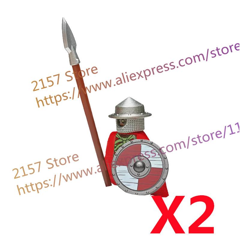 MOC Medieval Figure Building Block Castle Templar Knights Armor Militia Soldiers Gunners Shield Helmet Assembling Brick Toys S26