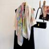 130X130Cm  Luxury Print Satin Silk Square Scarf For Women Summer Sun Protection Shawl Hijab Neckerchief Fashion Wrap Bandana