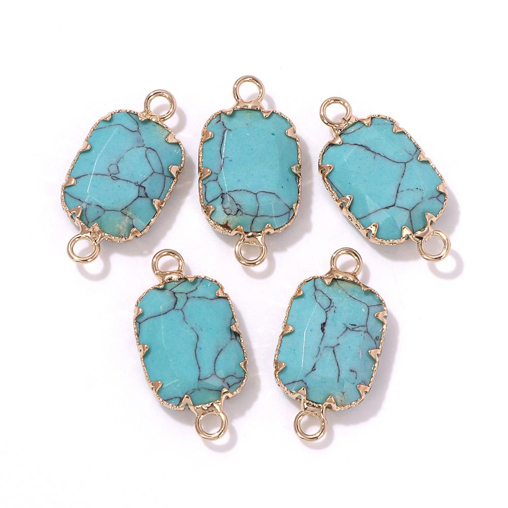 2pcs Natural Stone Pendant Quartz Lapis Chalcedony Amethysts Tiger Eye Stone Connector Charm For Making Necklace Bracelet