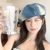 Japanese High end Denim Gradient Beret Ripped Denim Beret Vernacular Retro Versatile Old Painter Hat