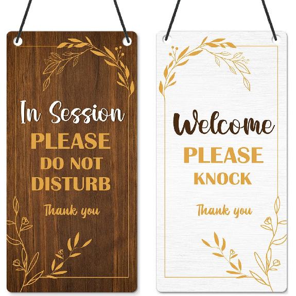 Do Not Disturb Door Hanger Sign - Welcom Please Do Not Disturb Sign for Office Reversible Double Sided In Session Door Signs for Office Business