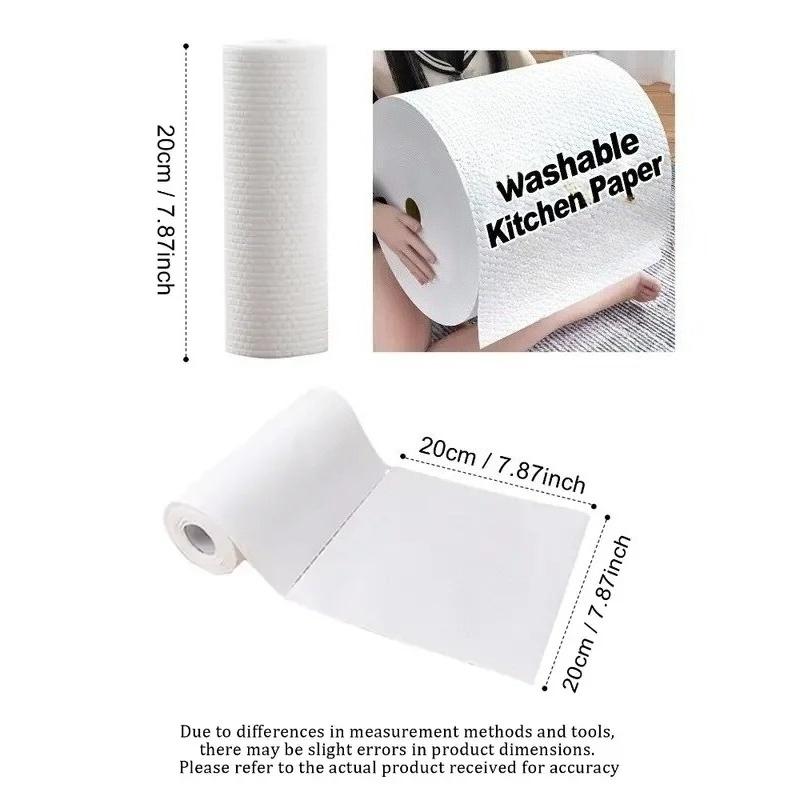 Washable Kitchen Paper Towels, 25×25CM Dual-Use Dry & Wet Cleaning Cloth, Disposable Dishwashing Wipes for Household Cleaning