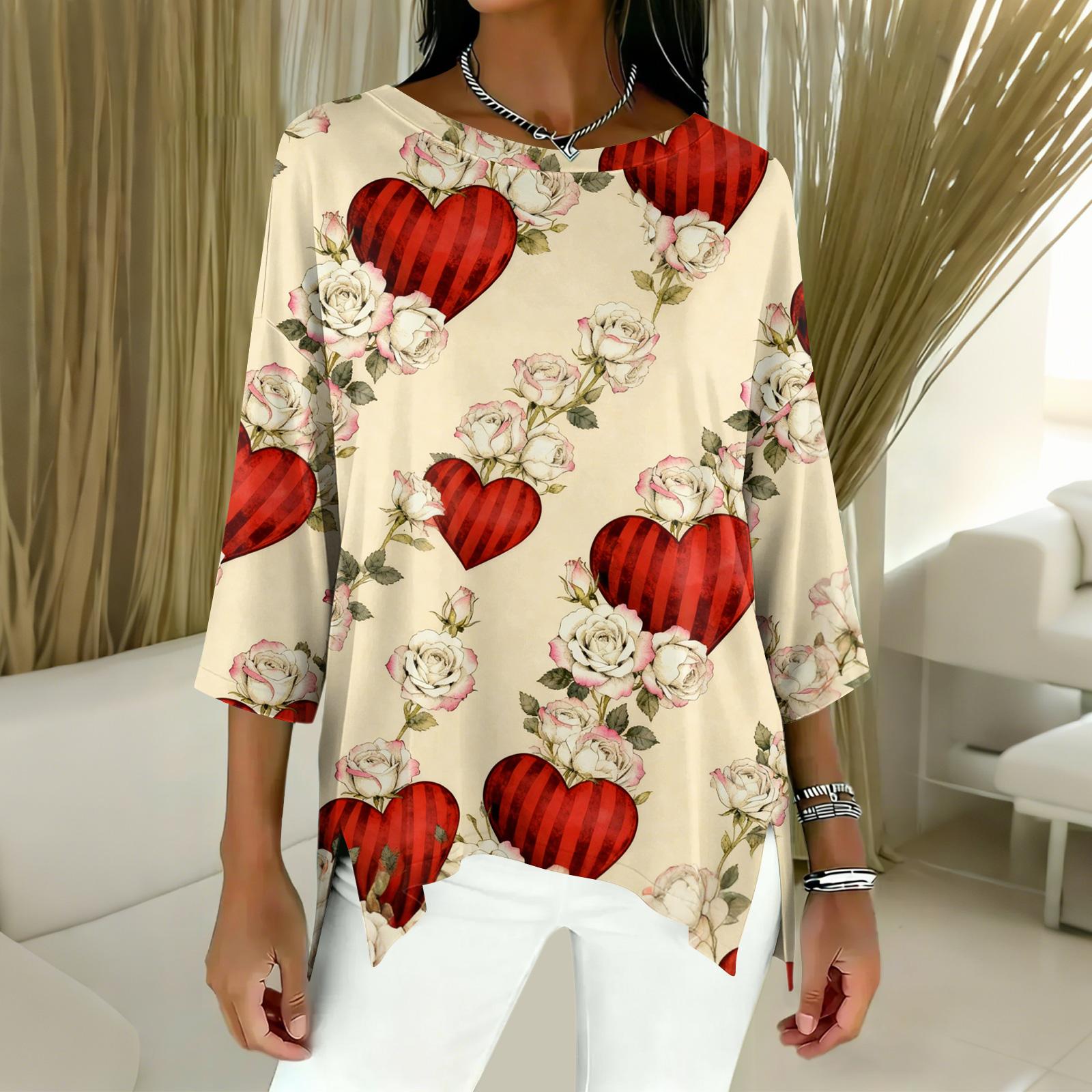 

Women s 3/4 Sleeve Shirts Graphic Tees Shirts Casual Basic Tops Pullovers L бежевий