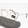 European and American glasses metal cat eyes color changing anti blue light fashionable and versatile trendy glasses