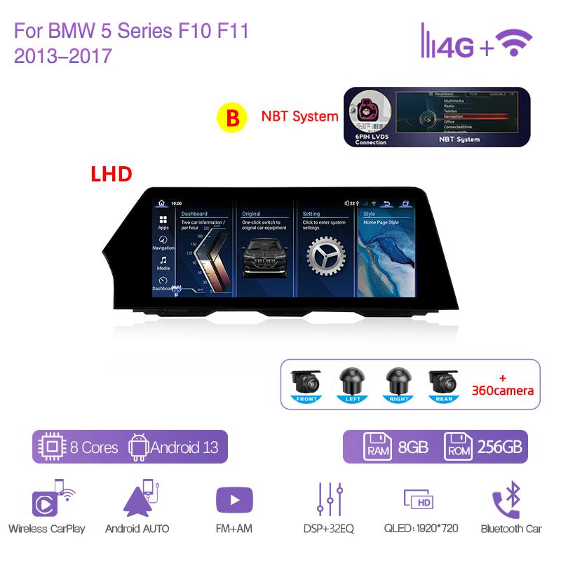 12.3" Car Multimedia Player For BMW 5 Series F10 F11 2011-2017 GPS Navigation Radio Original CIC NBT System CarPlay 4G 360Camera