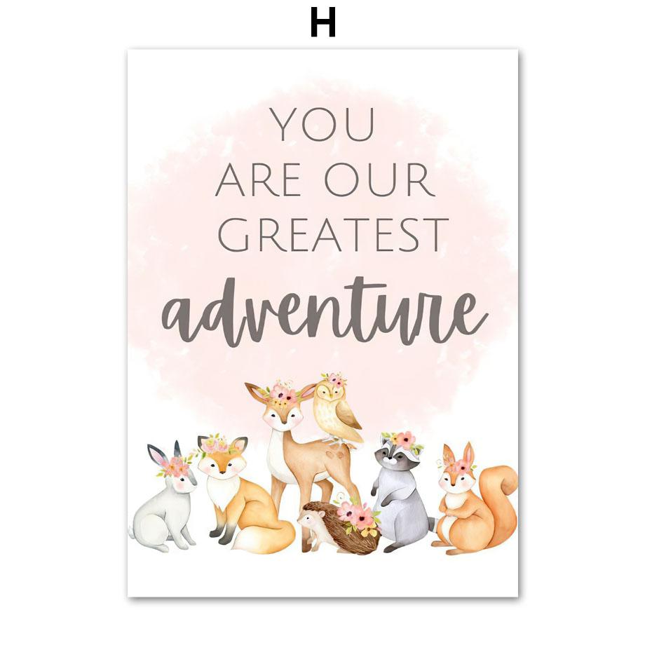 

Лесные животные Сова Лиса Кролик Олень Детские постеры на скандинавскую тему и принты настенная живопись на холсте фотографии для девочек Декор для детской комнаты 21x30cm No Framed