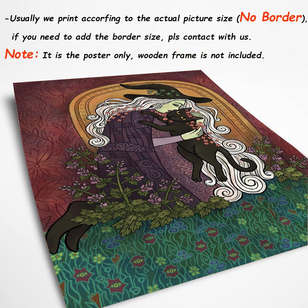 Vintage Funny Holy Mother of Cats Poster Abstract Animal Art Print Canvas Painting Witch Wall Picture for Living Room Home Decor