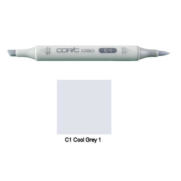 Marqueur - COPIC - Ciao - Double pointe - Gris C1 Cool Gray No.1 - Indélébile