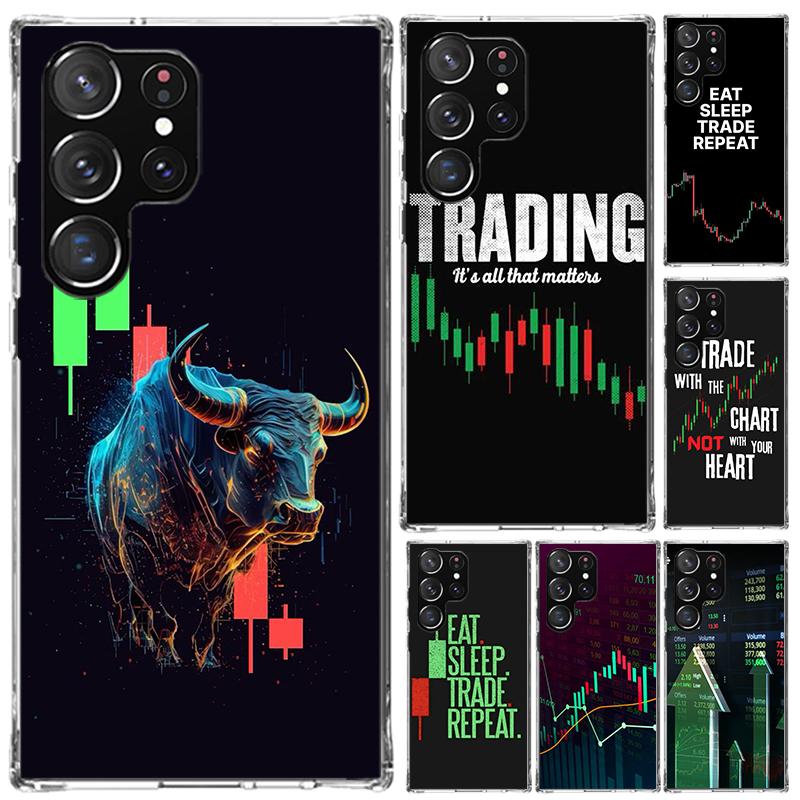 Trade Investment Forex Stock Market Phone Case for Samsung Galaxy S26 S24 S23 Ultra S25 Edge S22 S21 Plus S20 FE + Soft Print Sh