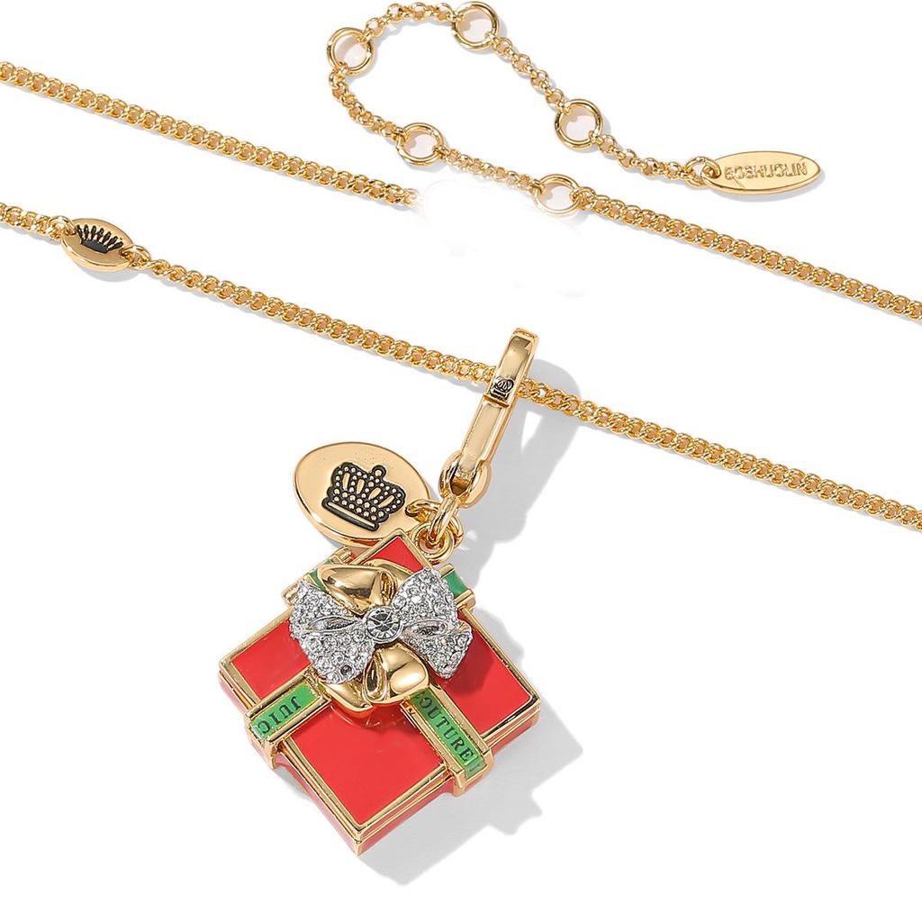 Moda Transgraniczna Czerwona Kokardka Emaliowany Wisiorek w Pudełku Naszyjnik dla Kobiet