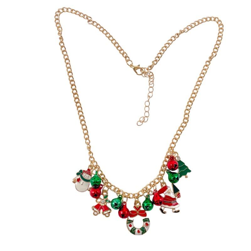 

Bestselling christmas necklace & bracelet cartoon set - snowman, donut, and bell charms
