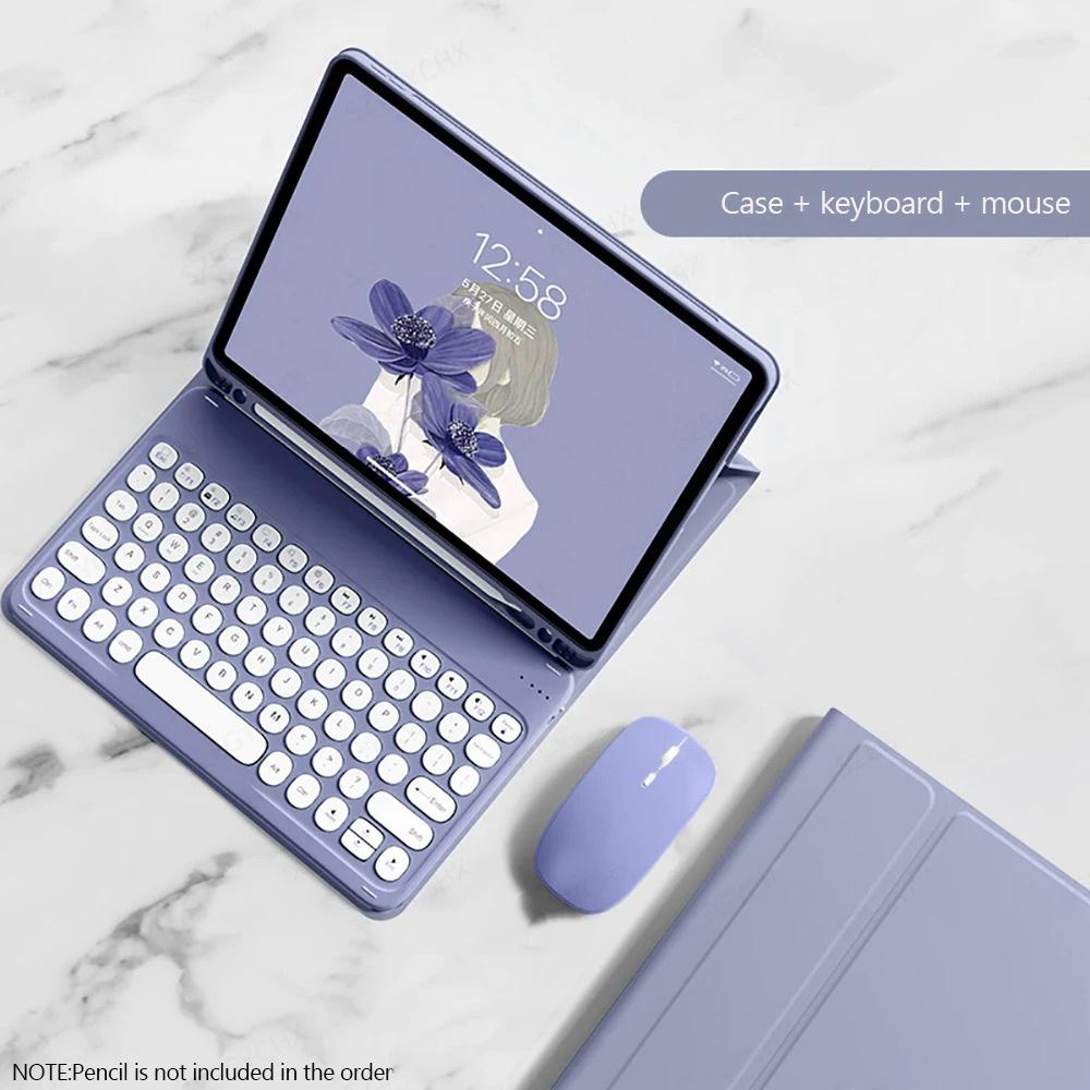 iPad 10.2 & Air 11 Round Cap Bluetooth Keyboard & Protective Case with Pen Slot Stand A16