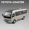1/24 Toyota Coaster BUS Alloy Car Model Sound and Light Pull Back Children's Toy Collectibles Birthday Gift