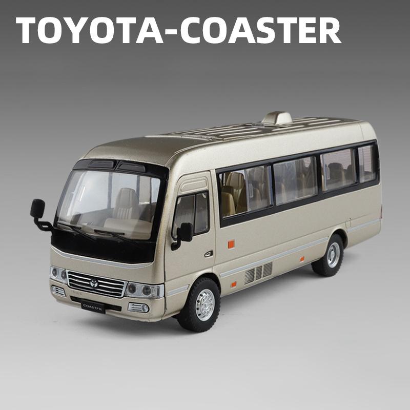 1/24 Toyota Coaster BUS Alloy Car Model Sound and Light Pull Back Children's Toy Collectibles Birthday Gift