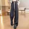 Women's High-Waist Drawstring Plaid Wide-Leg Pants