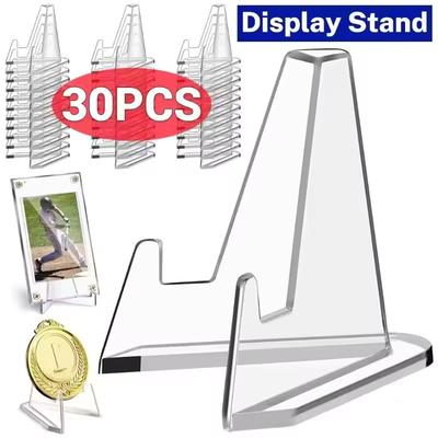 30pcs Clear Acrylic Display Stands - No Power Needed for Sports Cards & Graded Collections