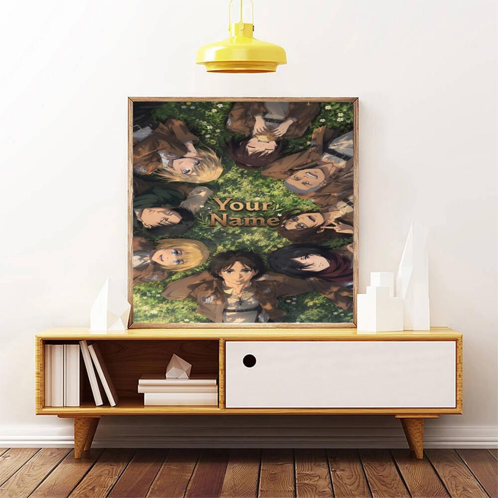Attack Titan Customize Your Name Diamond Painting Round Diamond Diy Frameless Holiday Artwork Suitable For Home Office Wall Decoration