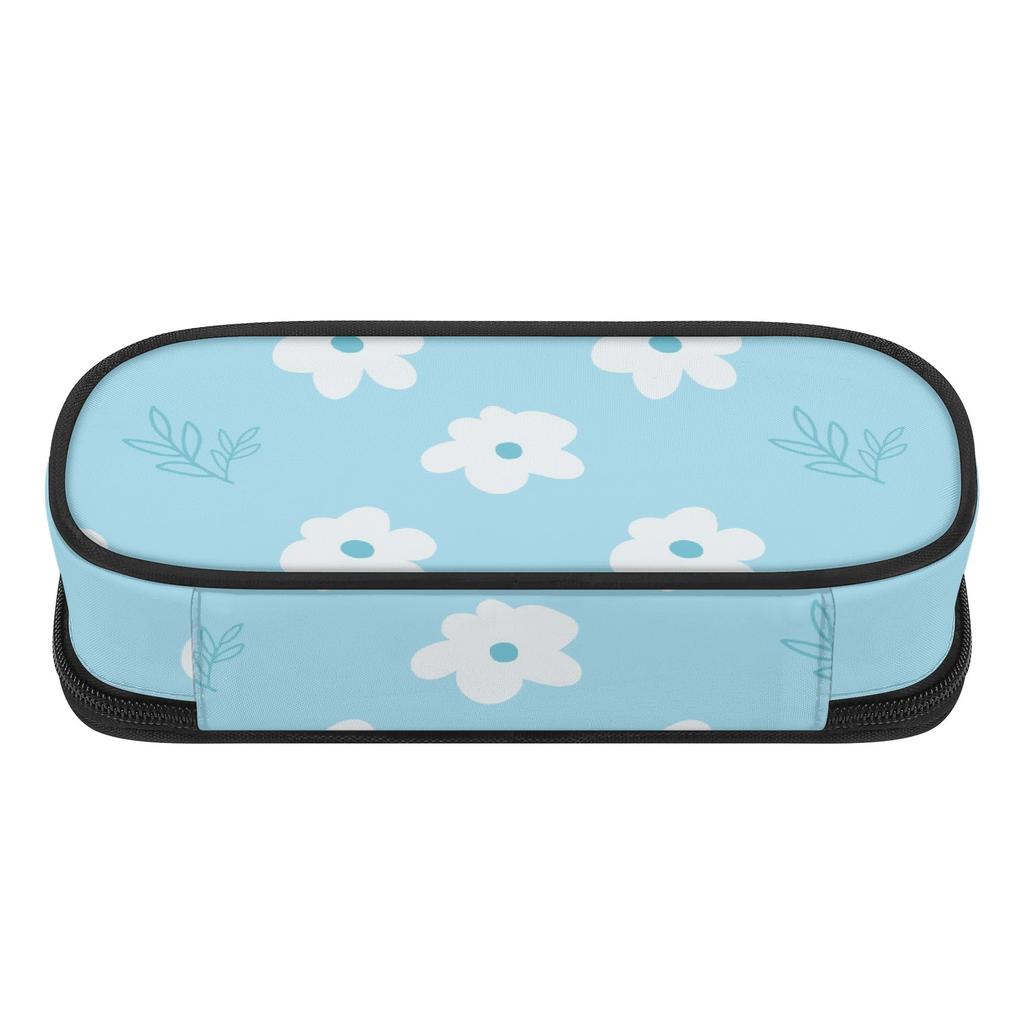Pencil Case Structured Strong Polyester Fabric Easy Open Zipper with Main Compartment Mesh Pocket and Pen Slots for Everyday Study