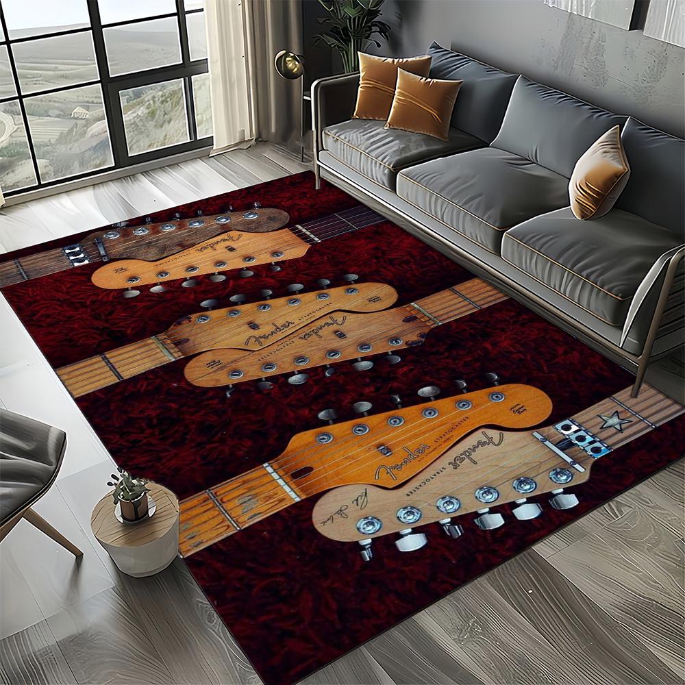 27 Style New 3D Fender Retro Guitar Instruments Music Carpet Rug for Living Room Bedroom Home Sofa Decoration,Non-slip Floor Mat