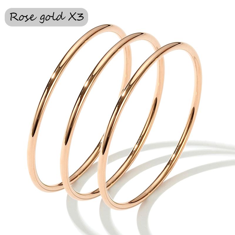 3 Stuks/partij Niet-vervagend Roestvrij Staal Armbanden Voor Vrouwen Eenvoudige Stijl Goudkleurig Waterdichte Dames Armbanden Bangel