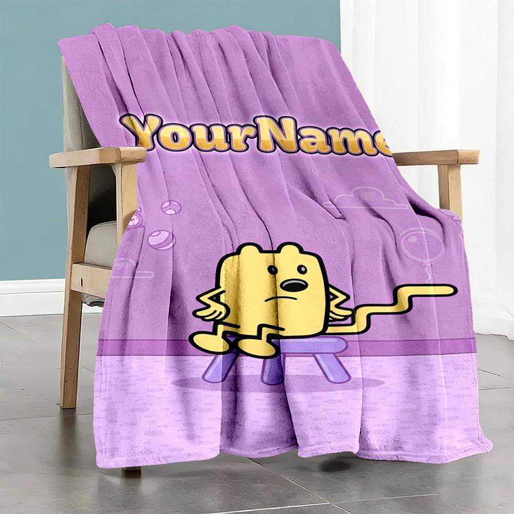 Wow! Wow! Wubbzy Personalized Name Blanket Gift Customizable Blanket Ultra-Soft Suitable for Bed Livingroom Sofa Office Chair for All Occasions