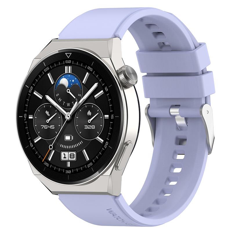 Für Huawei Watch GT 3 Pro 46 mm/GT 2 46 mm Pro/GT 2 46 mm Silikon-Uhrenarmband, 22 mm, verstellbares Armband mit silberner Dornschließe