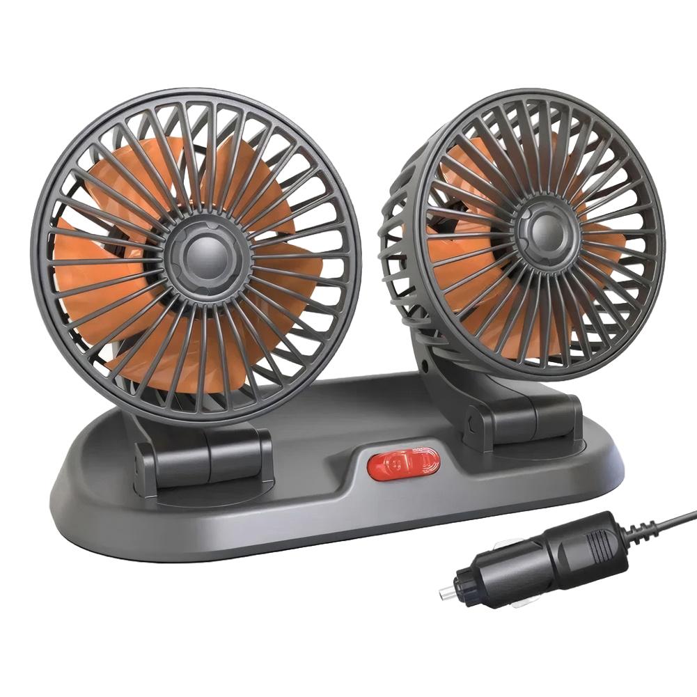 Adjustable Dual Head Car Fan Cooling Air Fan Automobile Vehicle Fan for Car Truck SUV RV