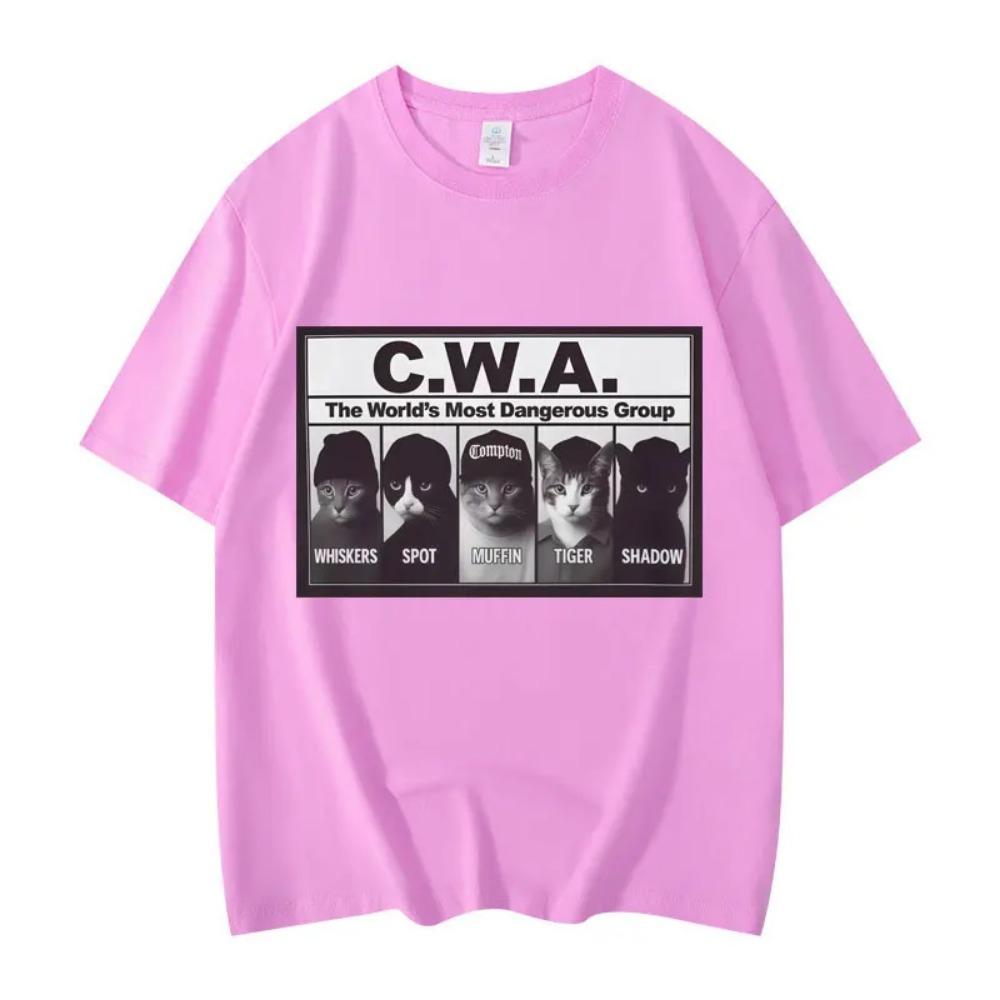 CWA Nejnebezpečnější skupina na světě Vtipné kočičí meme Grafická trička Módní Vintage Tričko s krátkým rukávem Unisex Bavlněná trička