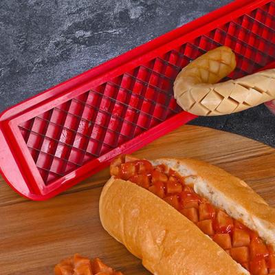 Izgara için Sosis Dilimleyici Paslanmaz Çelik Waffle Kesici Hızlı Sosis Dilimleme Cihazı Sosis Hazırlama Aparatı