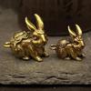 Chinese New Year Brass Zodiac Lucky Rabbit Statue Ornament Key Chain Pendant Figurine Home Office Decorations Accessories