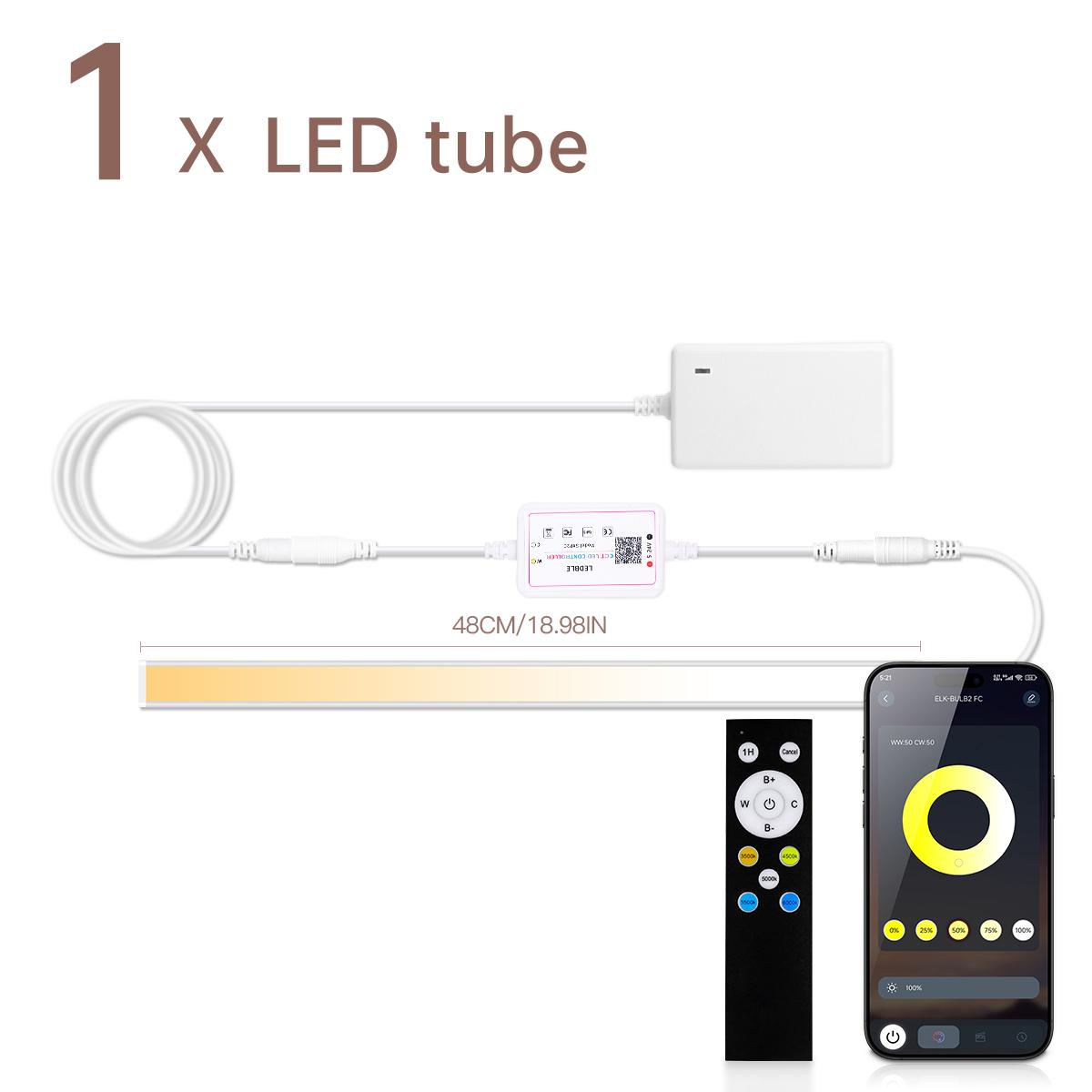 

Беспроводная Bluetooth CCT светодиодная планка 24В 2700К-6500К Диммируемая алюминиевая лампа-трубка для верстака кухни под шкаф столешницу USA Power Plug