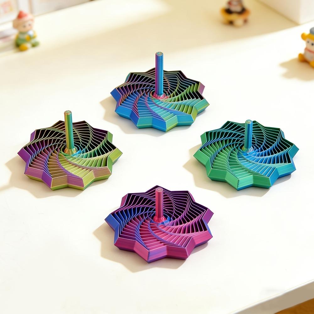 4 Stück zufällige Farbe 3D-Druck Farbverlauf Kreisel, verformbar, geeignet für Büro- und Heimdekoration