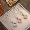 Dynamic Four-Leaf Clover Titanium Steel Necklace with Diamond Pendant - Women's Niche Design