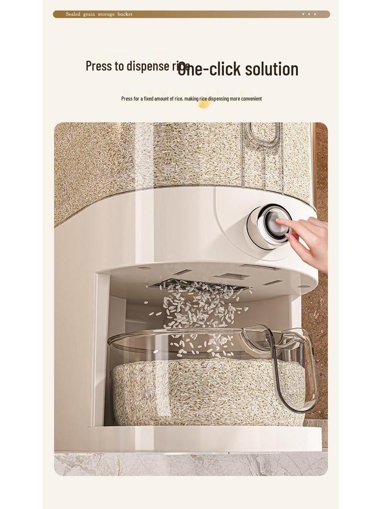 Press-Type Large Capacity Rice & Grain Dispenser - Insect & Moisture-Proof
