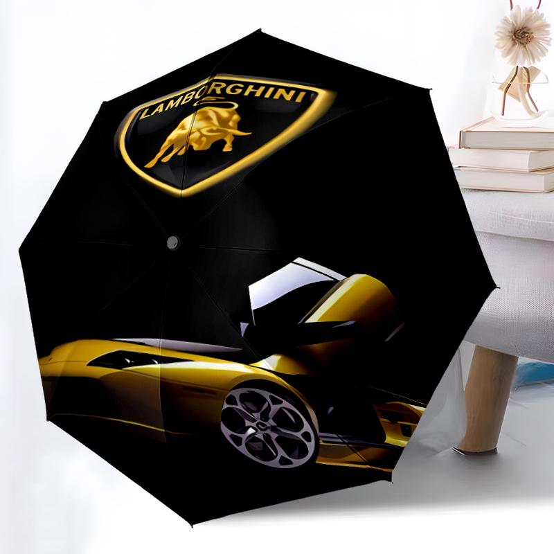 Printed L-Lamborghini logo Folding Umbrella,Outdoor,Leisure,And Travel Umbrella,Durable Umbrella Fabric,Birthday And Holiday Gift