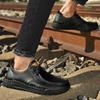 Large Size Men's Shoes 2025 New Men's Casual Leather Shoes Hand-sewn Soles Lightweight Low-top Lace-up Driving Shoes 46