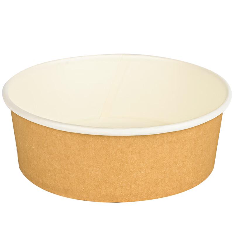 Shixun Round Kraft Paper Takeout Bowls with Lids, 1100ml (100 Sets)