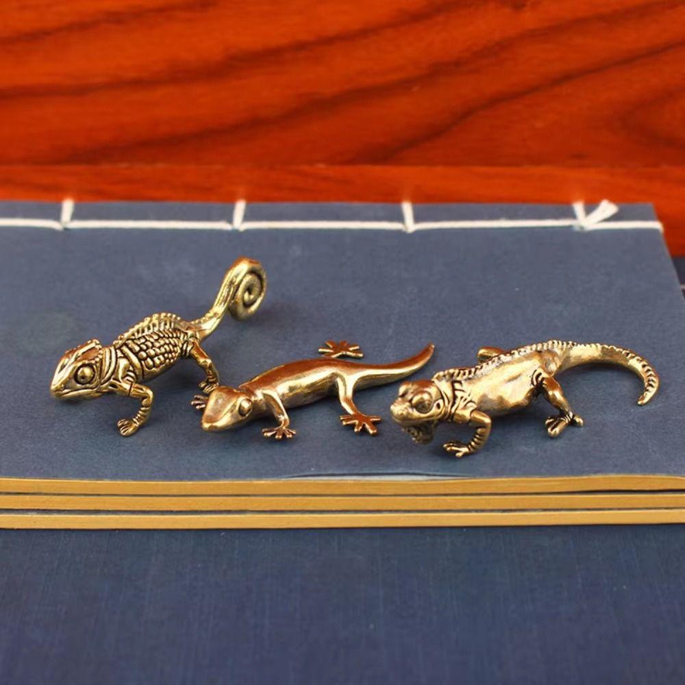Bronze Animal Figure Vintage Desktop Decoration Decorative Gecko Figure Home Decor