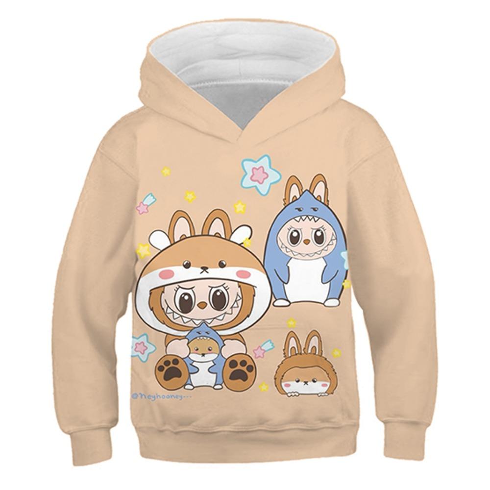 

Худи для детей с 3D-принтом аниме LABUBU, осенне-зимний детский свитер для мальчиков и девочек, пуловер с длинными рукавами, детская одежда 140