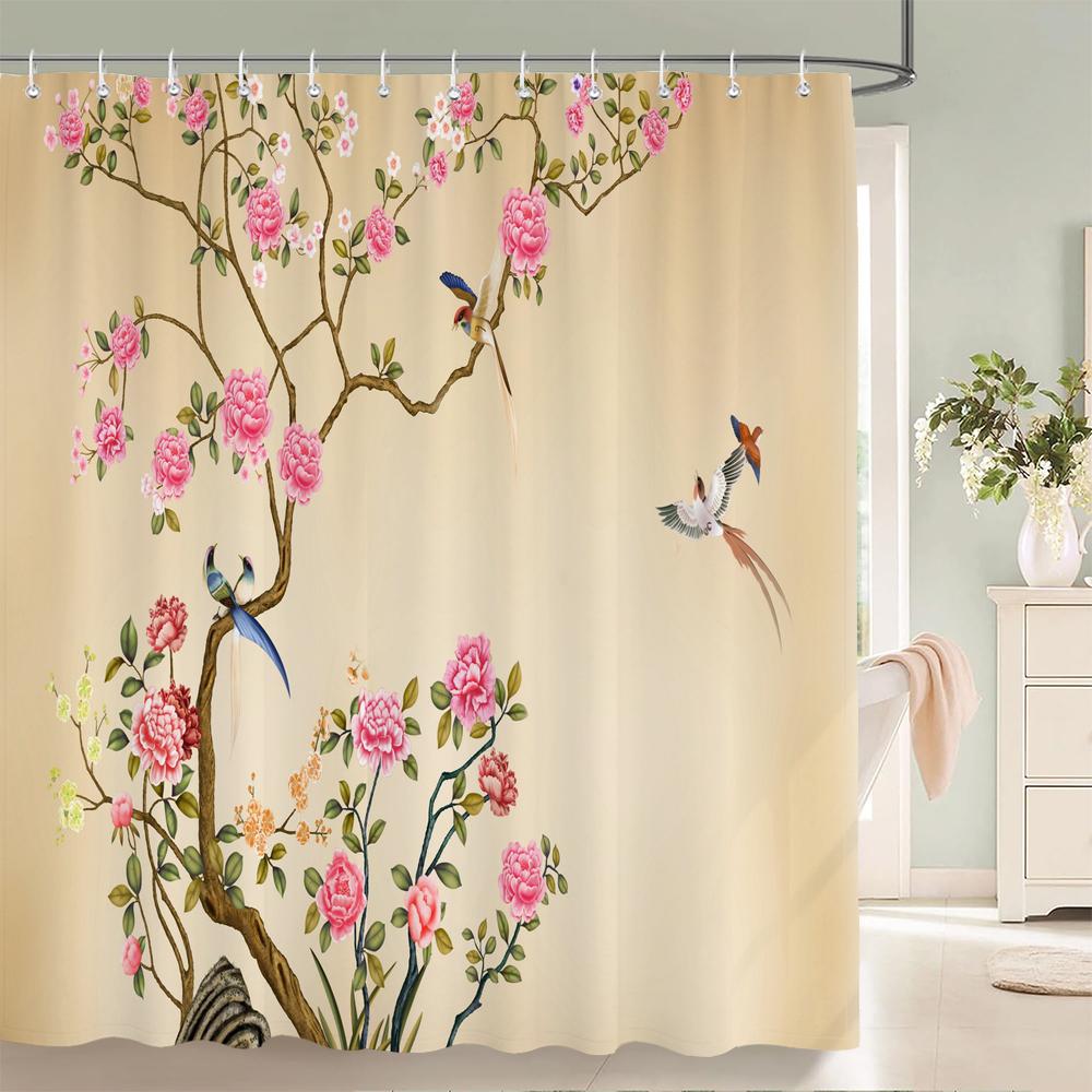 Waterproof Polyester Fabric Shower Curtains Japanese-Style Printing Bathroom Curtains For Home Decoration Curtain