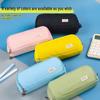 Macaron Color Double Zipper Large Capacity Pencil Bag - Dirt-Resistant Square Stationery Case for Students