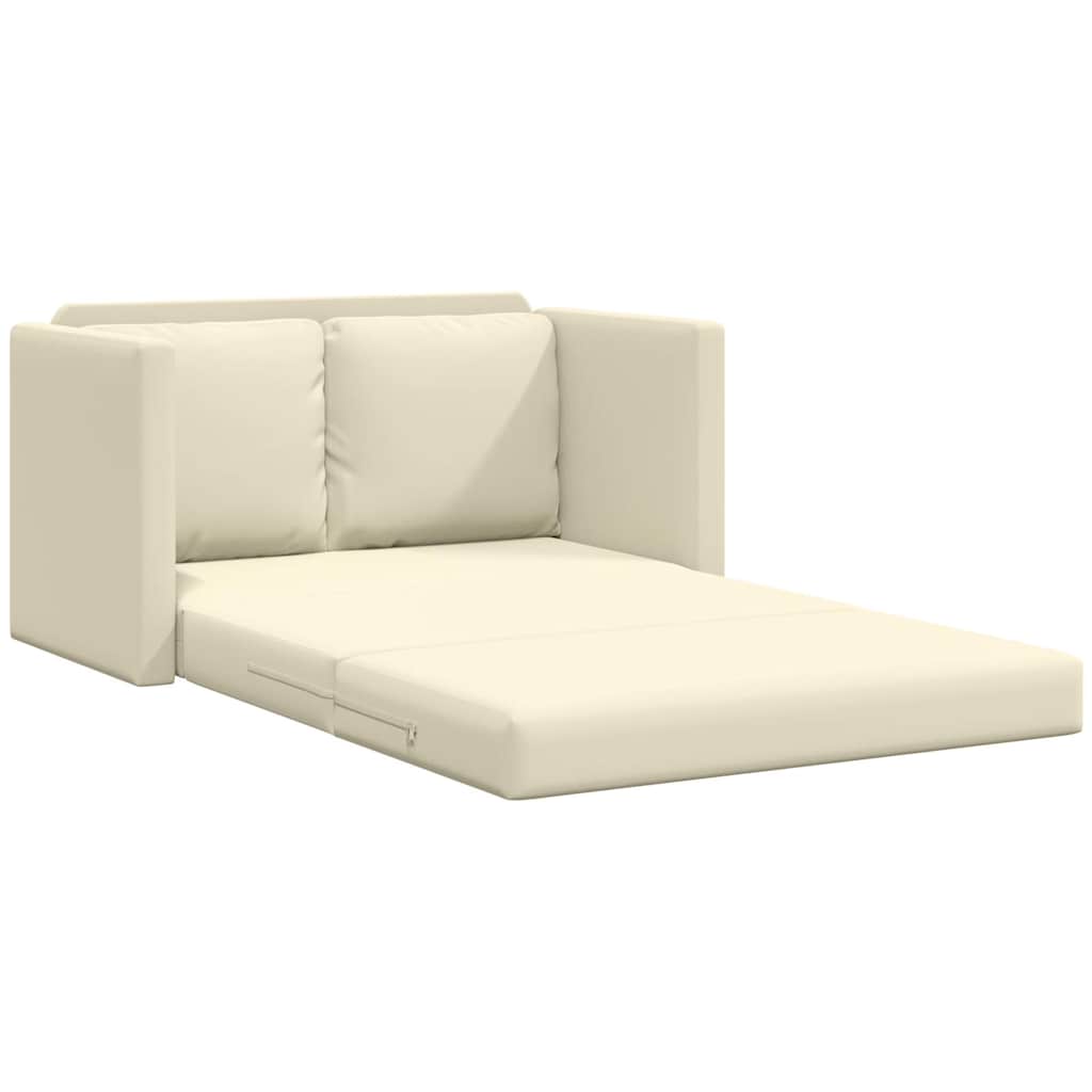 Floor Sofa with Sleeping Function Cream 112 x 174 x 55 cm Artificial Leather