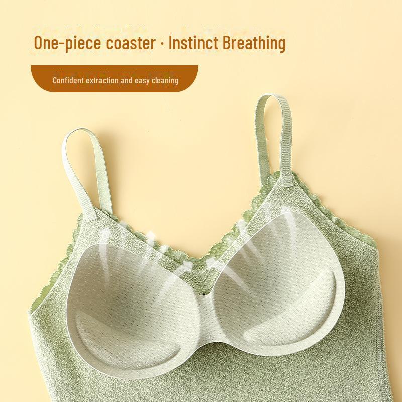 Colete feminino de veludo de dupla face com almofadas no peito, forro de seda e cashmere e roupa íntima térmica de renda sem costura