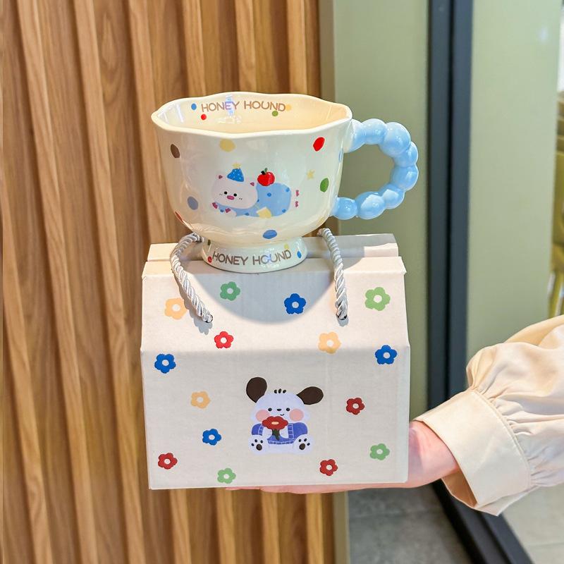 Super roztomilý kreativní štěněcí keramický hrnek dívka pár hrnek na vodu kancelářský hrnek na kávu dárek k narozeninám pro přítelkyni