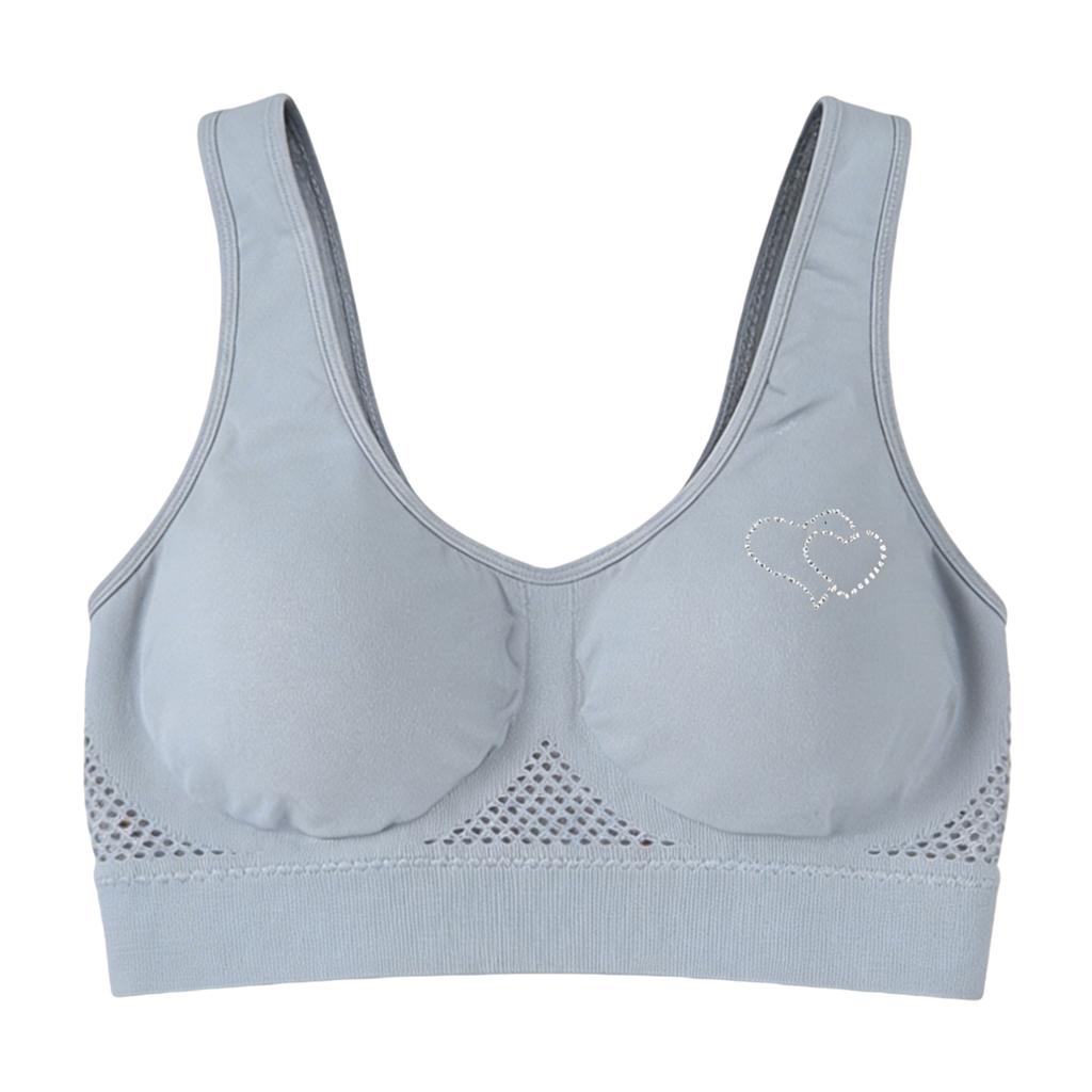 Zeriluna Breathable Mesh Rhinestone Sports Bra Shockproof wide shoulder straps, comfortable fit, seamless inner tank top